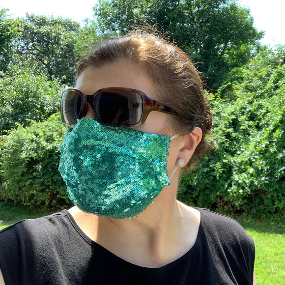 Green Sequins Face Mask