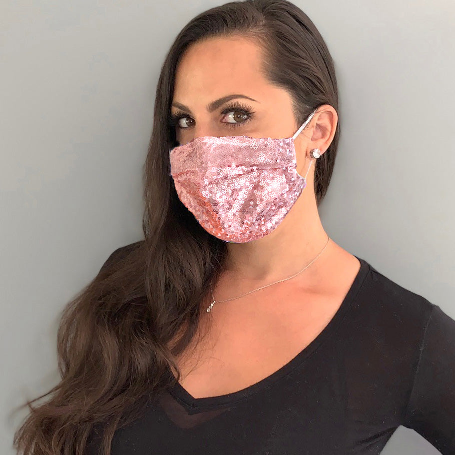 Rose Gold Sequins Face Mask